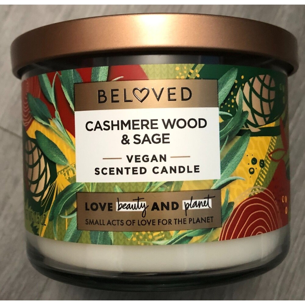 Beloved Cashmere Wood & Sage Vegan Scented Candle 11.5 oz NEW